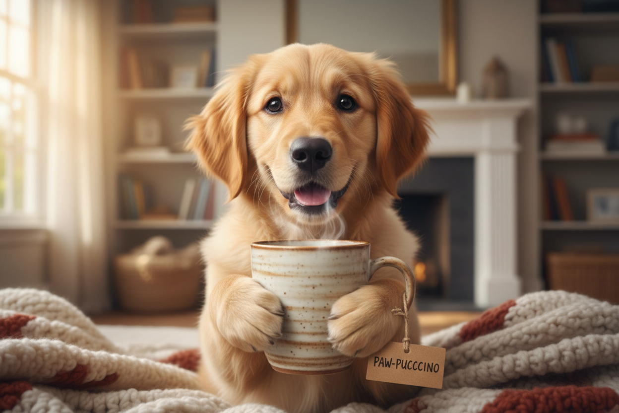 I need to give me a pet image that holding Cup like Dog